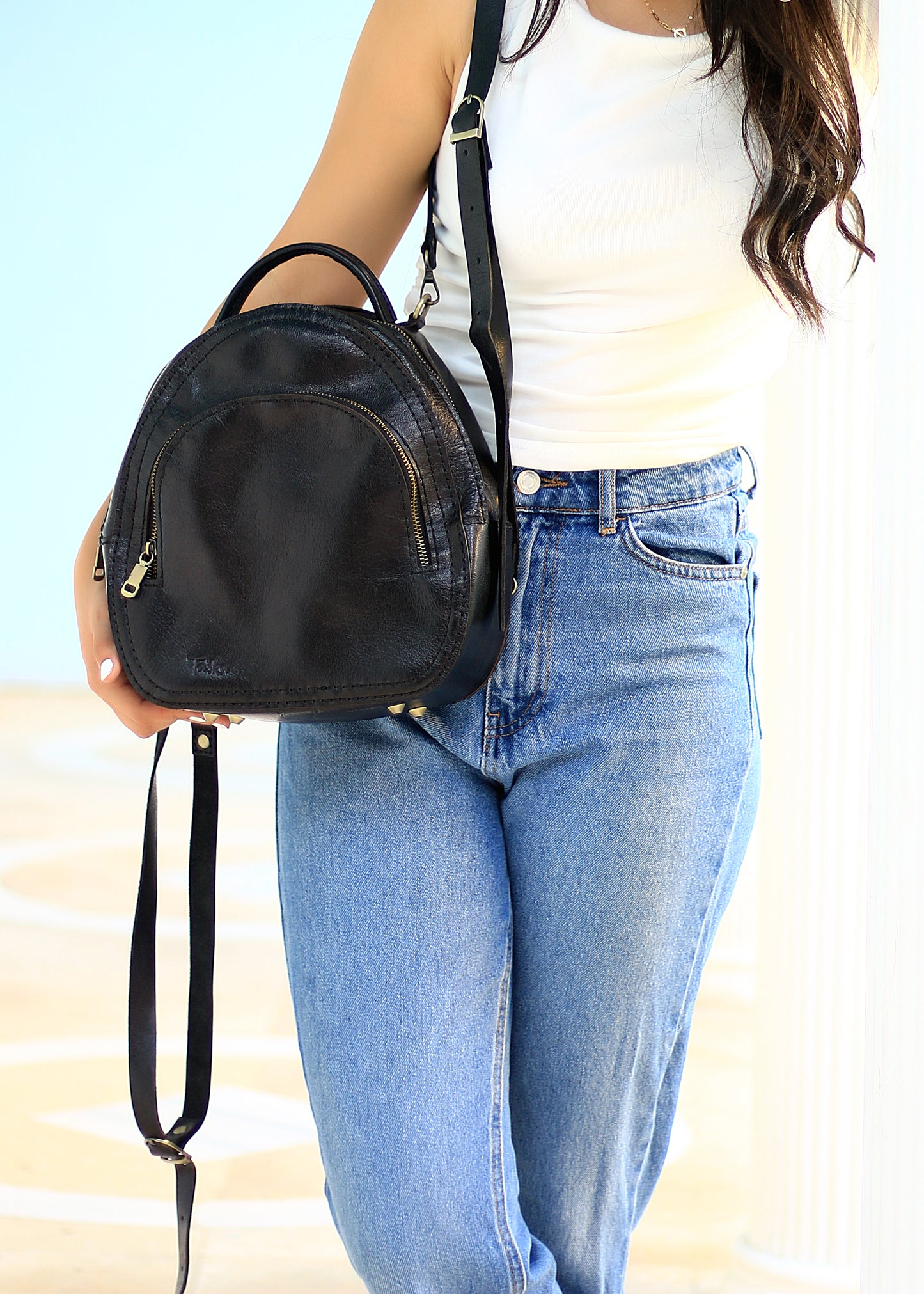 Black soft nappa Back-pack bag