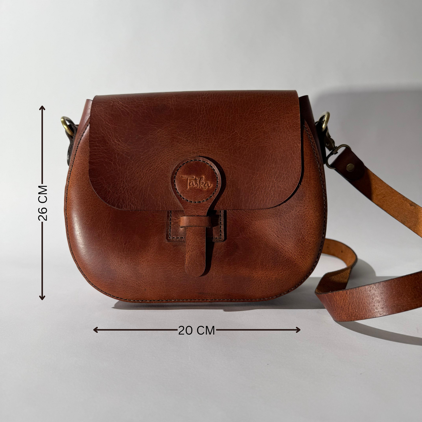 Brown crazy-horse charm cross-bag