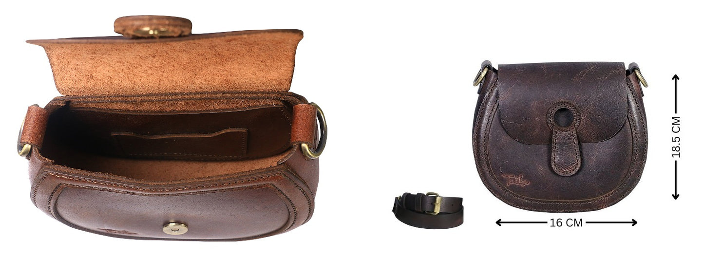 Dark brown round vintage cross-bag