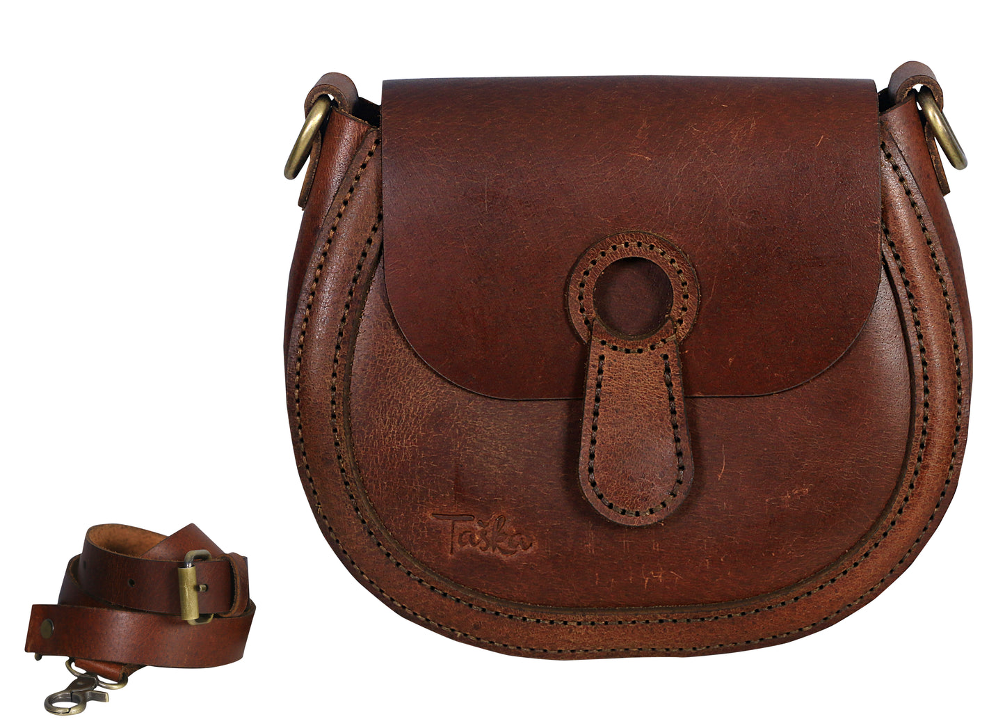 Orangey Brown Round Vintage Cross-bag