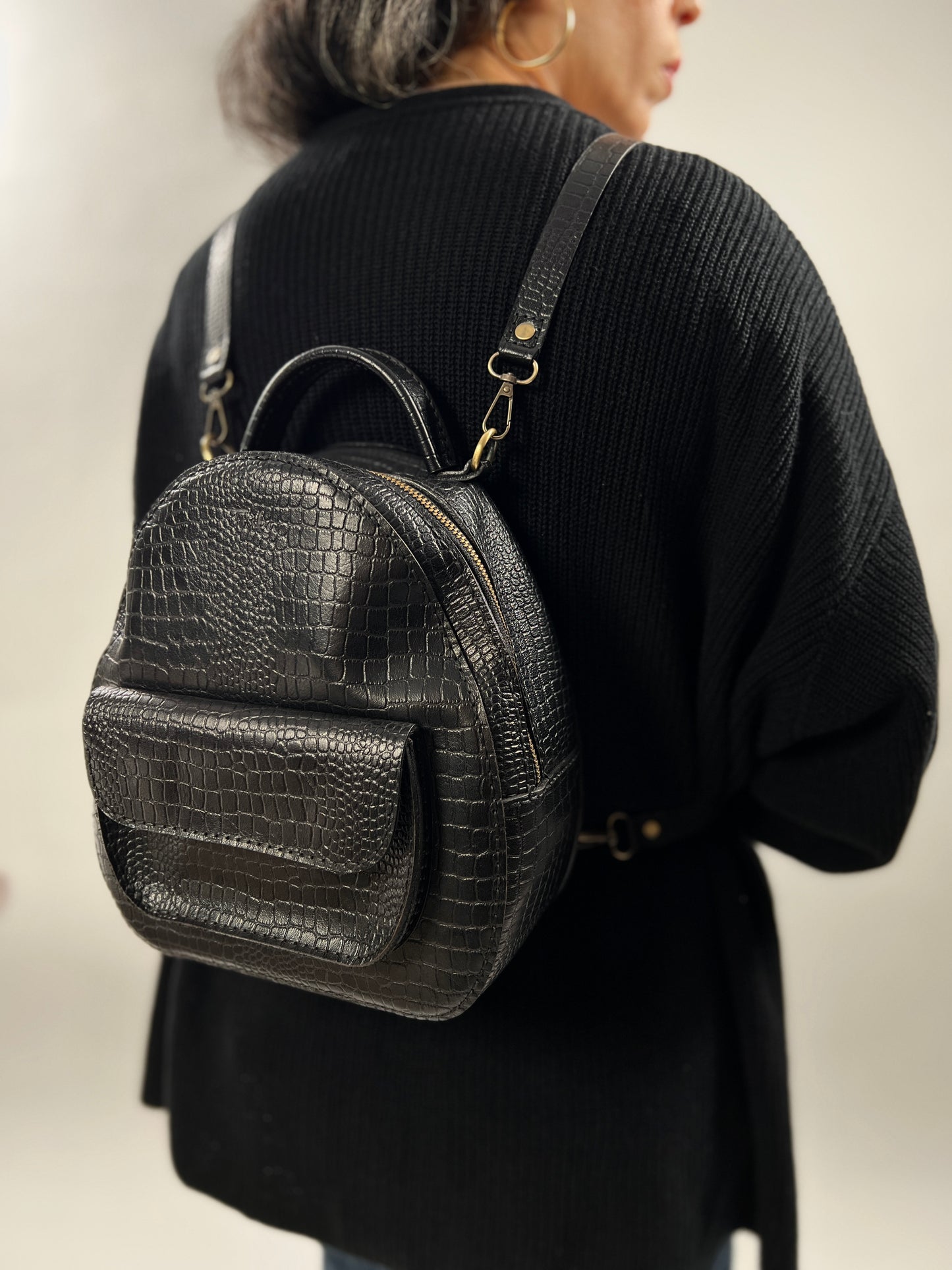Croco embossed back-pack bag