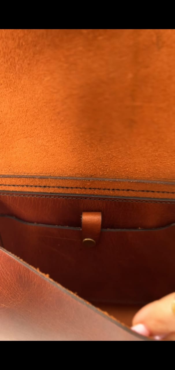 Brown crazy-horse charm cross-bag