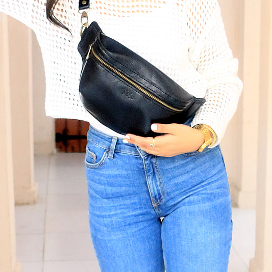 Black casual waist-bag