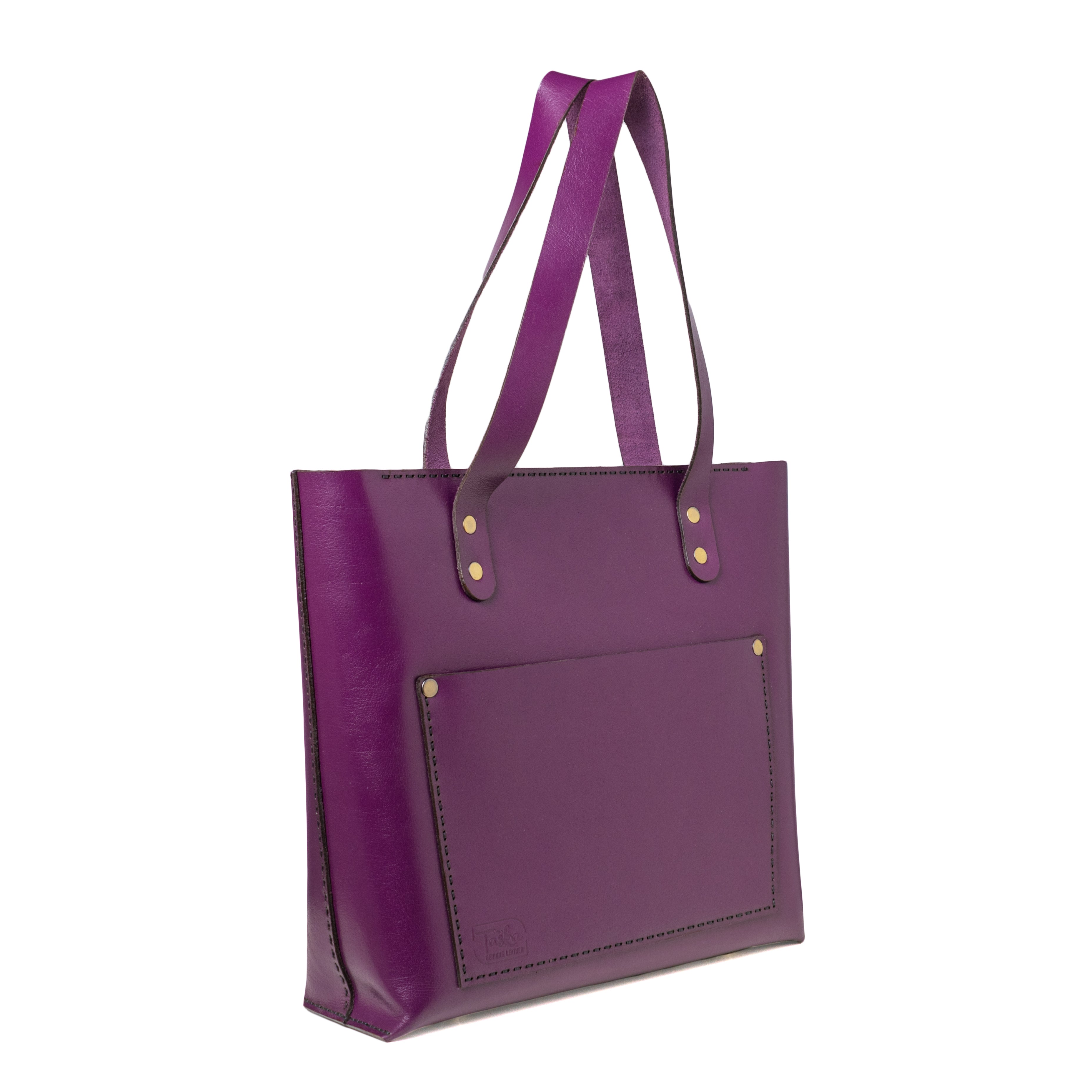 Purple leather tote bag online