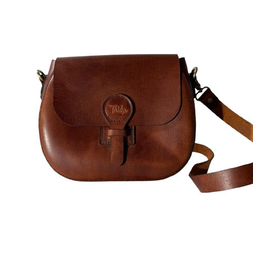 Brown crazy-horse charm cross-bag